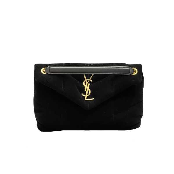 YSL LOU PUFFER TOY BAG IN QUILTED LAMBSKIN BLACK