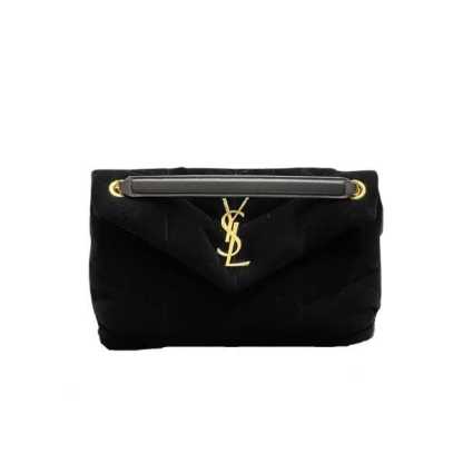 YSL LOU PUFFER TOY BAG IN QUILTED LAMBSKIN BLACK