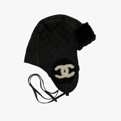 CC SHEEPSKIN AVIATOR SHEARLING HAT BLACK