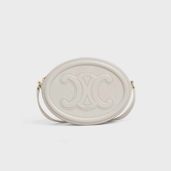 CE CROSSBODY OVAL PURSE CUIR TRIOMPHE IN SMOOTH CALFSKIN WHITE