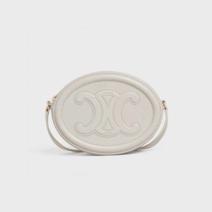 CE CROSSBODY OVAL PURSE CUIR TRIOMPHE IN SMOOTH CALFSKIN WHITE