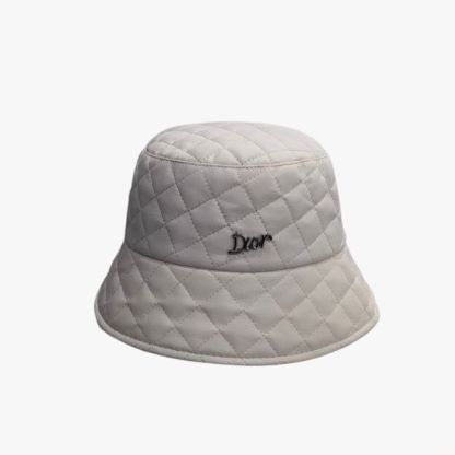 DOR CANNAGE-EMBROIDERED BUTKET HAT WHITE