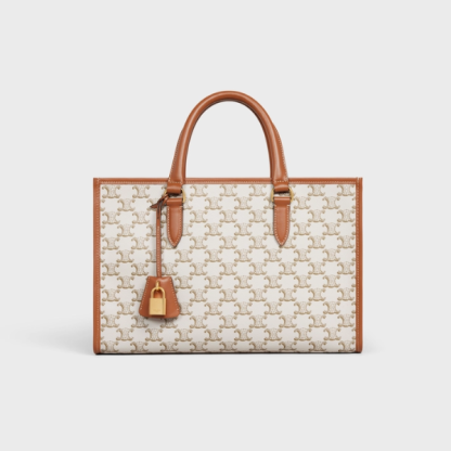 CE MINI HORIZONTAL CABAS IN TRIOMPHE CANVAS AND CALFSKIN WHITE 199742BZJ01BC