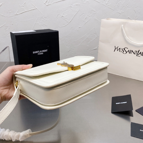 YSL SOLFERINO MEDIUM SATCHEL IN BOX WHITE GOLD 23CM