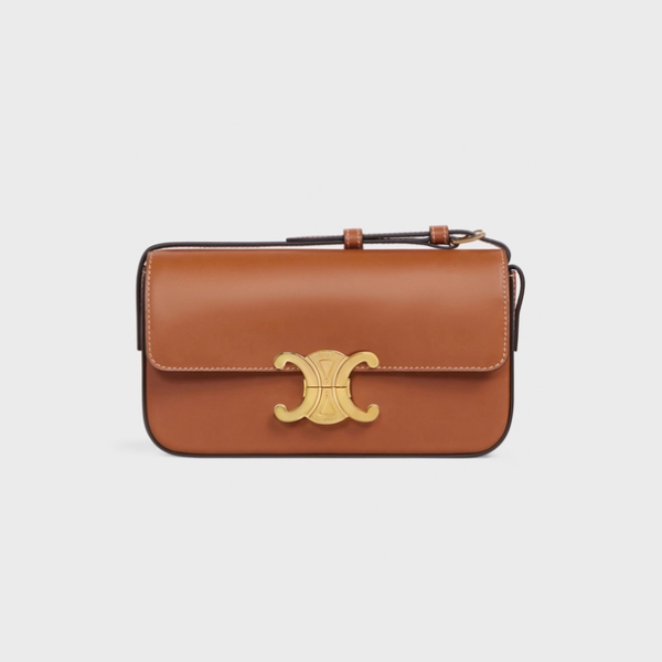 CE TRIOMPHE SHOULDER BAG IN SHINY CALFSKIN BROWN 194143BFN04LU