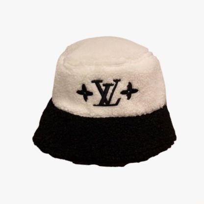 LV SHEEPSKIN BUCKET HAT WHITE AND BLACK