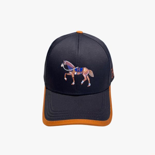 HM CANVAS BASEBALL CAP HORSE HAT BLACK