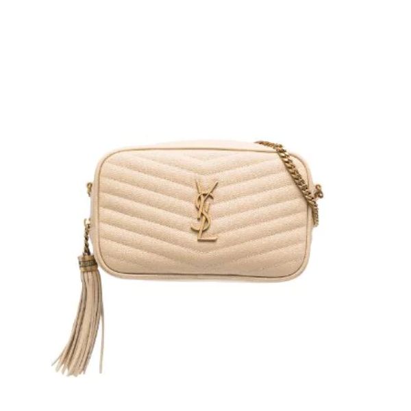 YSL LOU CAMERA BAG IN QUILTED LEATHER BEIGE 18CM