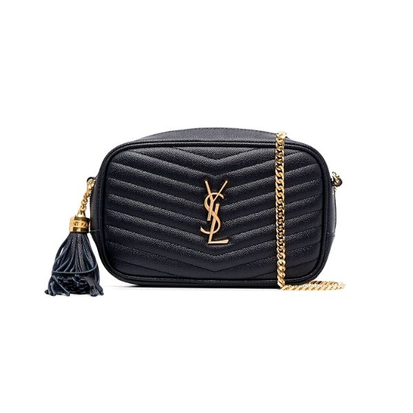 YSL LOU CAMERA BAG IN QUILTED LEATHER GOLD HARDWARE BLACK 18CM
