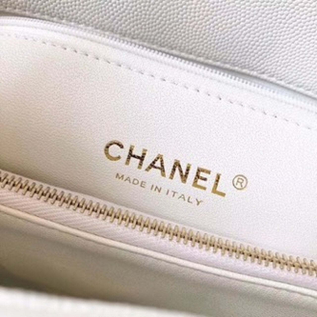 Chanel Coco Handle Quilted Lizard Handle Bag 24cm Caviar Leather Gold Hardware Spring/Summer Act 1 Collection, White