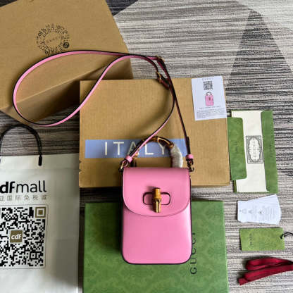 gg Bamboo Mini Handbag Pink For Women, Women&#8217;s Bags 6.2in/16cm gg 702106 UZY0T 5814