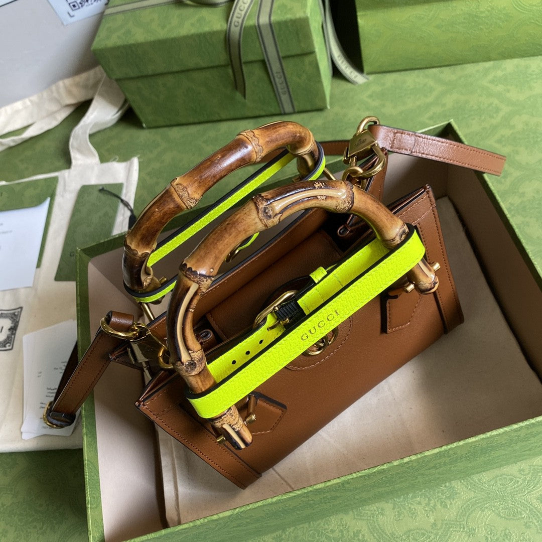 gg Diana Mini Tote Bag Brown For Women  8in/20cm gg 702732 U3ZDT 2185