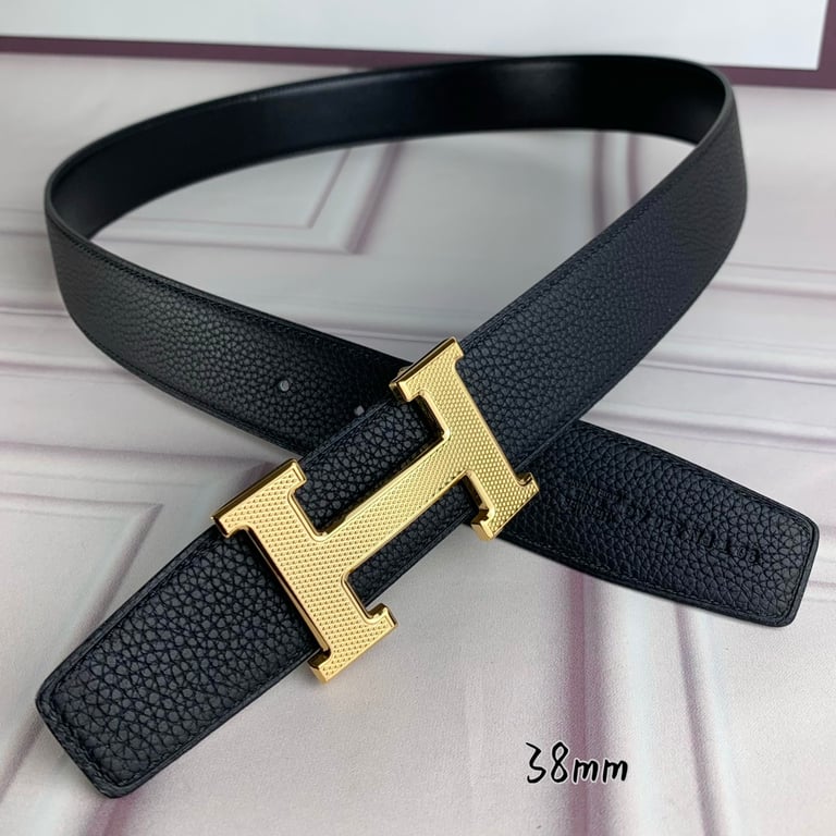 HM BELT TOGO SWIFT GOLD BUCKLE BLACK 38MM