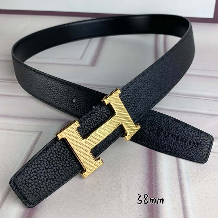 HM BELT TOGO SWIFT GOLD BUCKLE BLACK 38MM