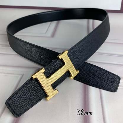 HM BELT TOGO SWIFT GOLD BUCKLE BLACK 38MM