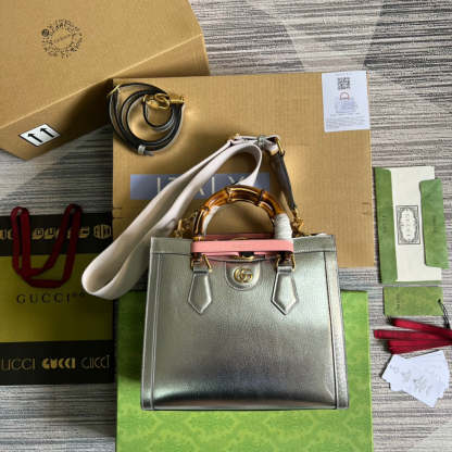 gg Diana Small Tote Bag Silver For Women, Women’s Bags 11in/27cm gg