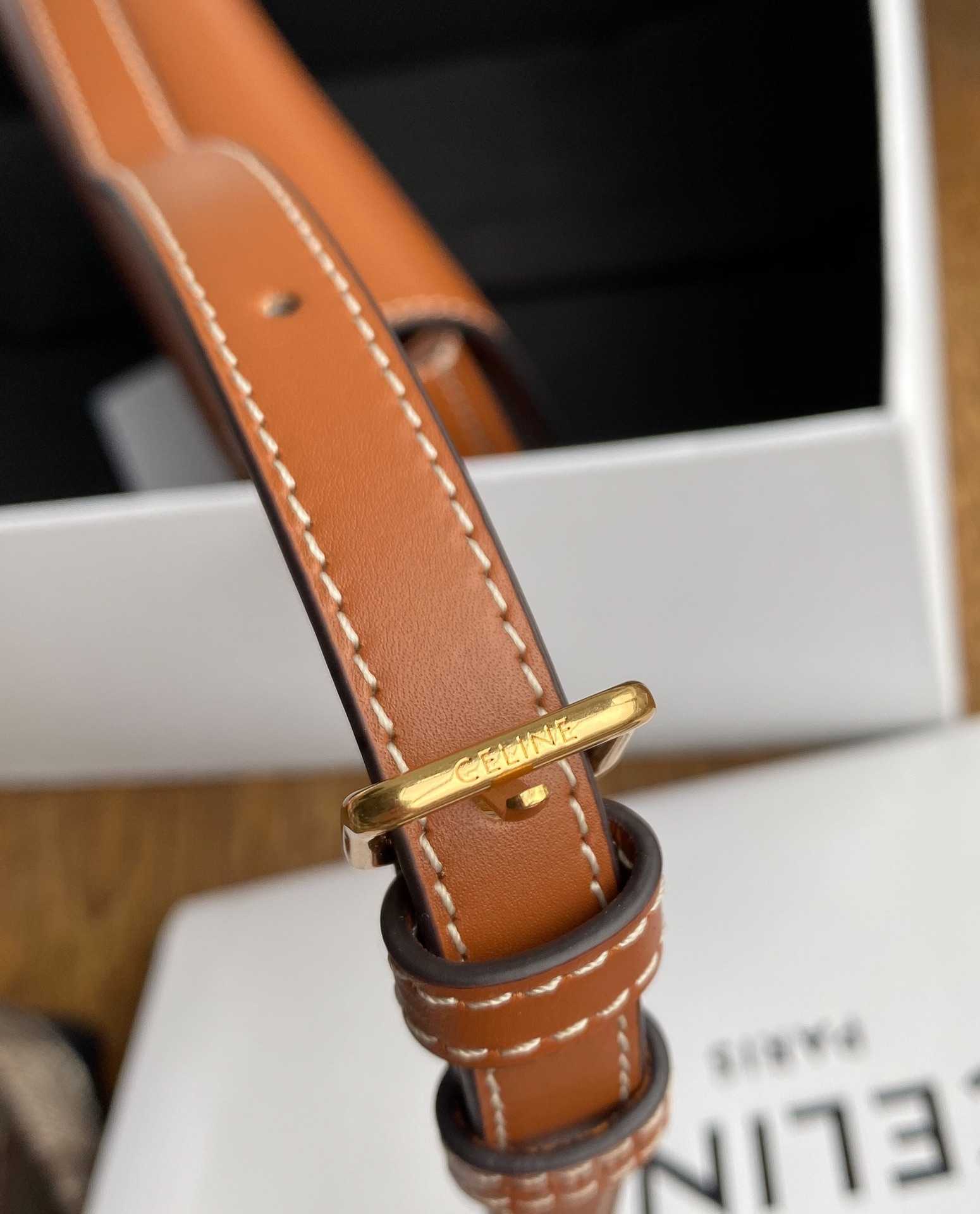 CE TRIOMPHE SHOULDER BAG IN SHINY CALFSKIN BROWN 194143BFN04LU