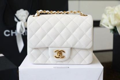 CHL CLASSIC MINI FLAP BAG GOLDEN HARDWARE WHITE