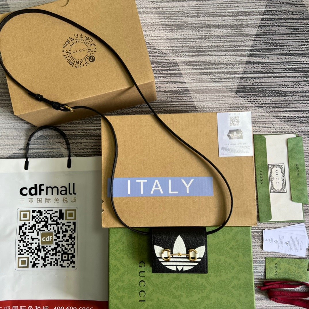 gg x Adidas Card Case With Horsebit Black For Women, Women’s Bags 4.2in/11cm gg