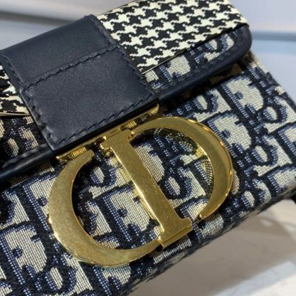 DI 30 Montaigne Box Bag Blue Oblique For Women17.5cm/7in FD Gold Toned Hardware CD