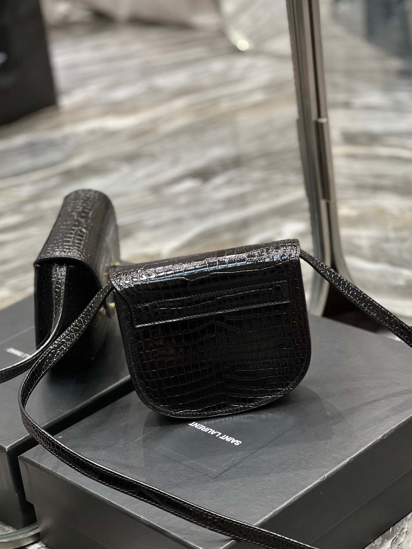 YSSL Kaia Small Satchel Black For Women, Women’s Bags 7in/18cm YSL‎ 619740DND0W1000