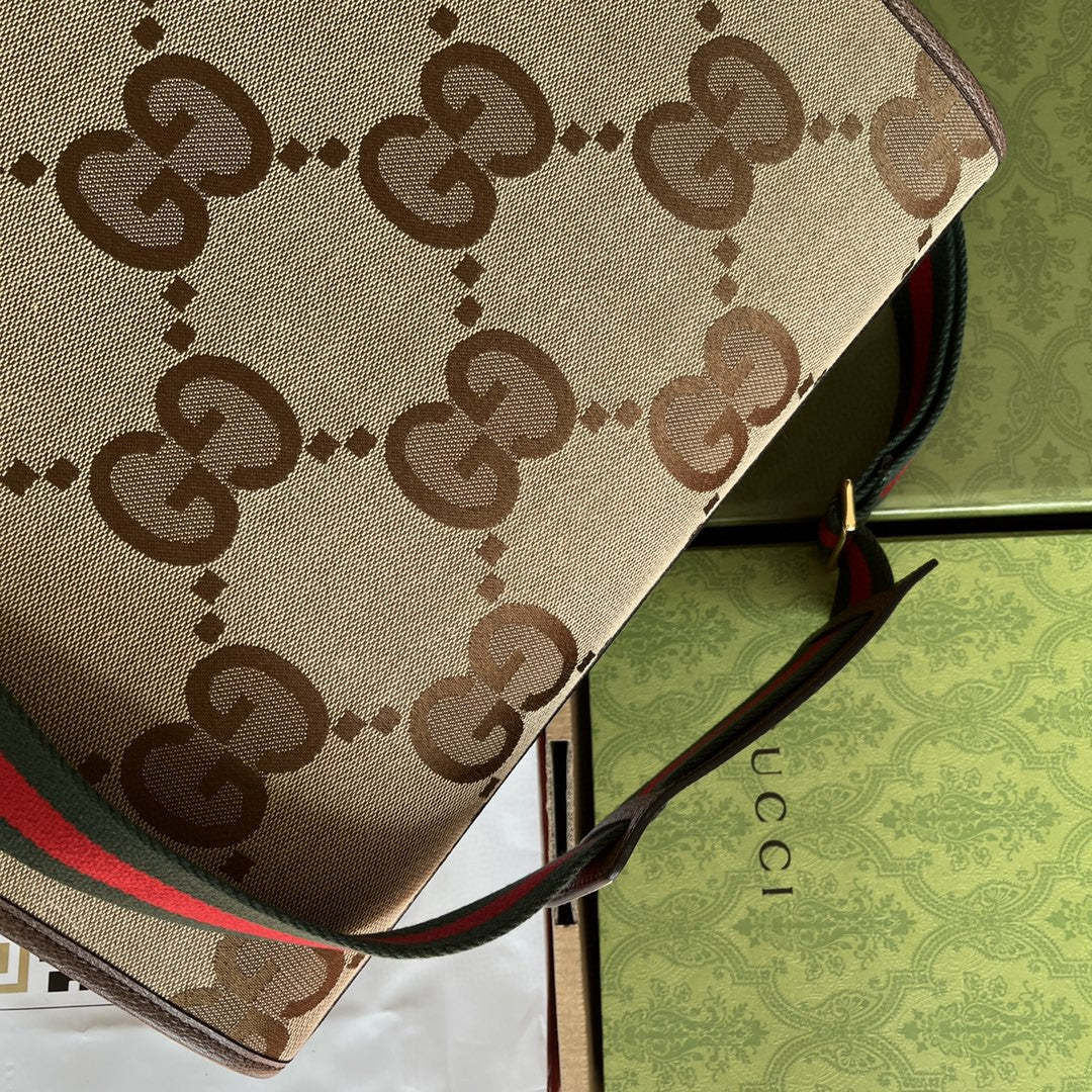 gg Tote Bag With Jumbo Camel And Ebony Jumbo gg Canvas For Women 14.6in/37cm ‎678839 UKMDG 2570