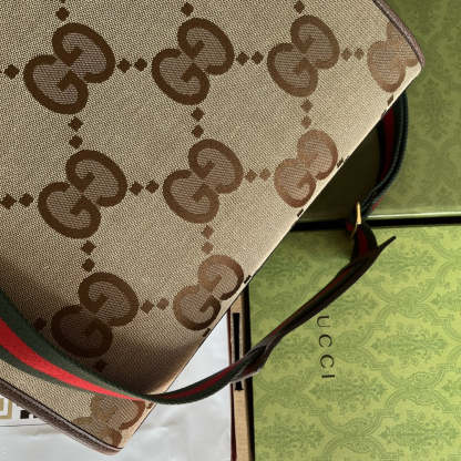 gg Tote Bag With Jumbo Camel And Ebony Jumbo gg Canvas For Women 14.6in/37cm ‎678839 UKMDG 2570