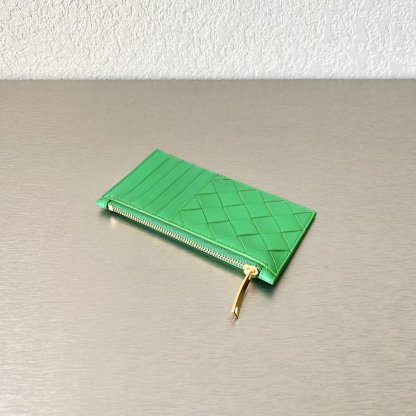 BV Zipped Card Case Green, For Women, Women’s Bags 5.5in/14cm 666939VCPP33722