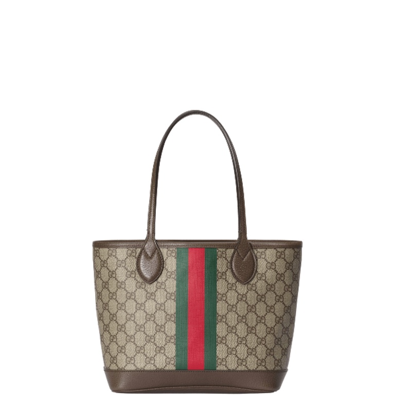 GG 25CM OPHIDIA SMALL TOTE BAG BEIGE AND EBONY GG