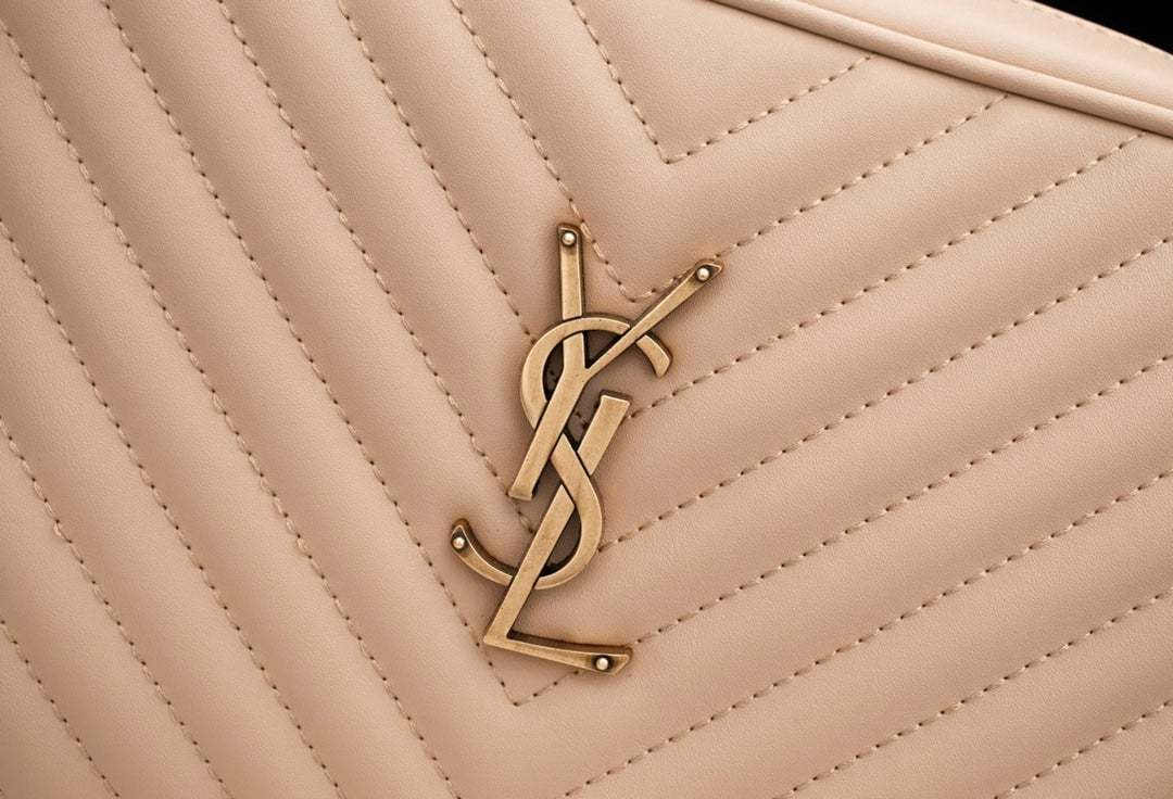 SAINT LAURENT LOU CAMERA BAG IN QUILTED LEATHER BEIGE GOLD 23CM