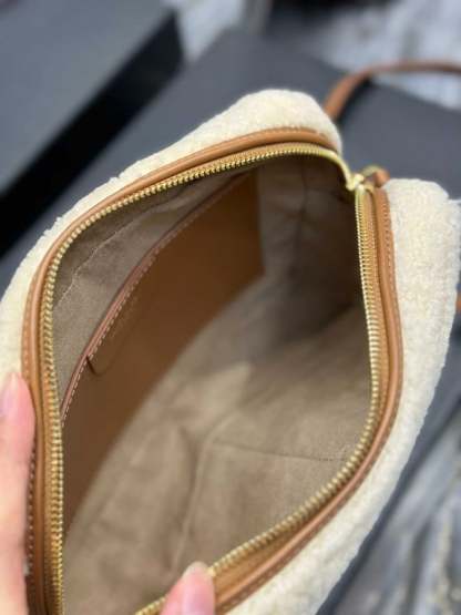 SAINT LAURENT LOU CAMERA BAG IN MERINO SHEARLING BEIGE HIGH QUALITY