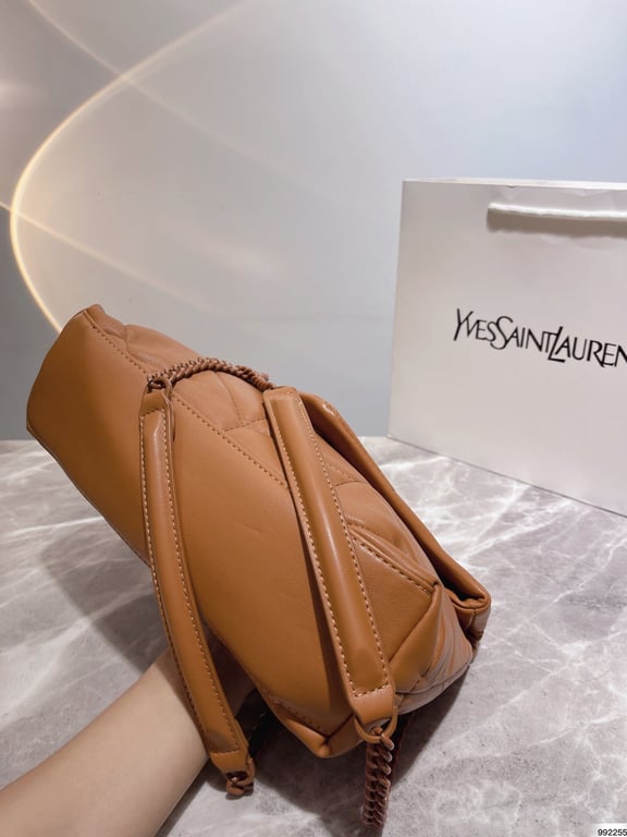 SAINT LAURENT PUFFER SMALL CHAIN BAG IN QUILTED LAMBSKIN DARK HONEY 5774761EL077724
