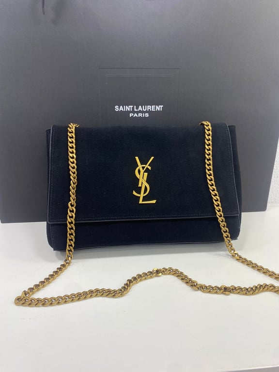 SAINT LAURENT KATE MEDIUM REVERSIBLE CHAIN BAG IN SUEDE AND SMOOTH LEATHER