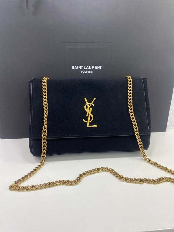 SAINT LAURENT KATE MEDIUM REVERSIBLE CHAIN BAG IN SUEDE AND SMOOTH LEATHER