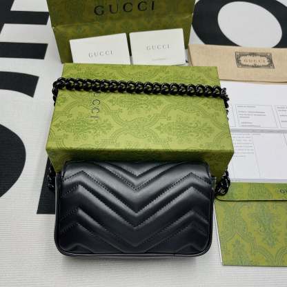 gg Marmont Super Mini Bag Black For Women, Women’s Bags 6.2in/17cm gg