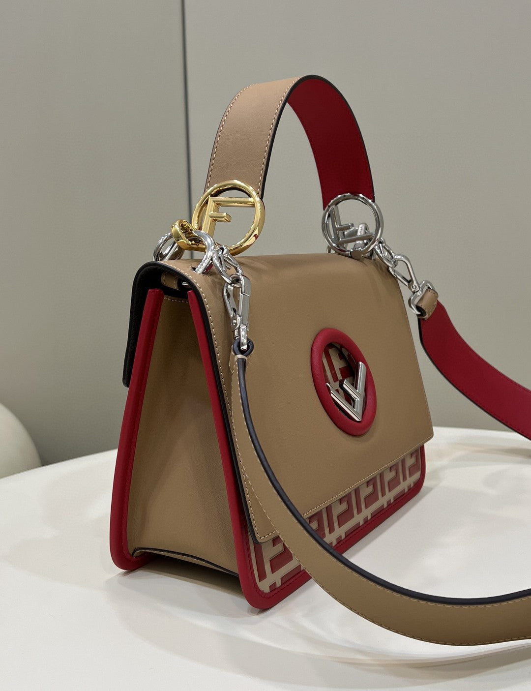 FI Kan I F Medium Brown and Red Bag For Woman 18cm/7in