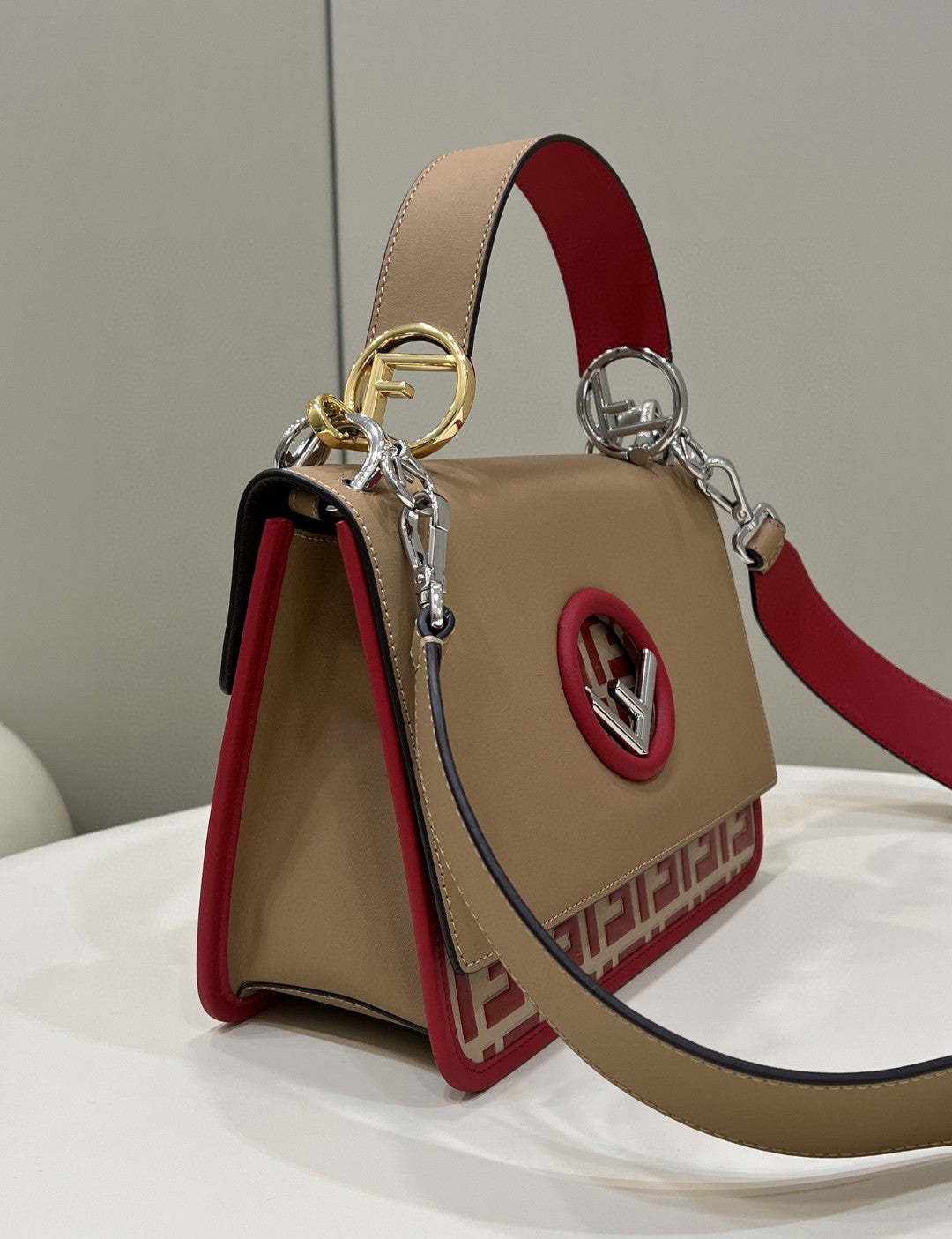 FI Kan I F Medium Brown and Red Bag For Woman 18cm/7in