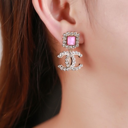 CC CC EARRINGS STRASS PINK