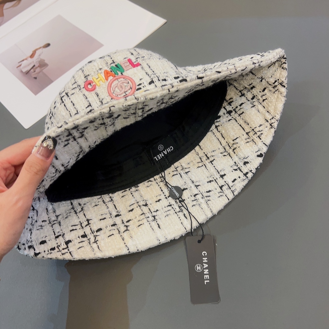CC FANTASY TWEED MULTICOLOR LOGO BUCKET HAT WHITE