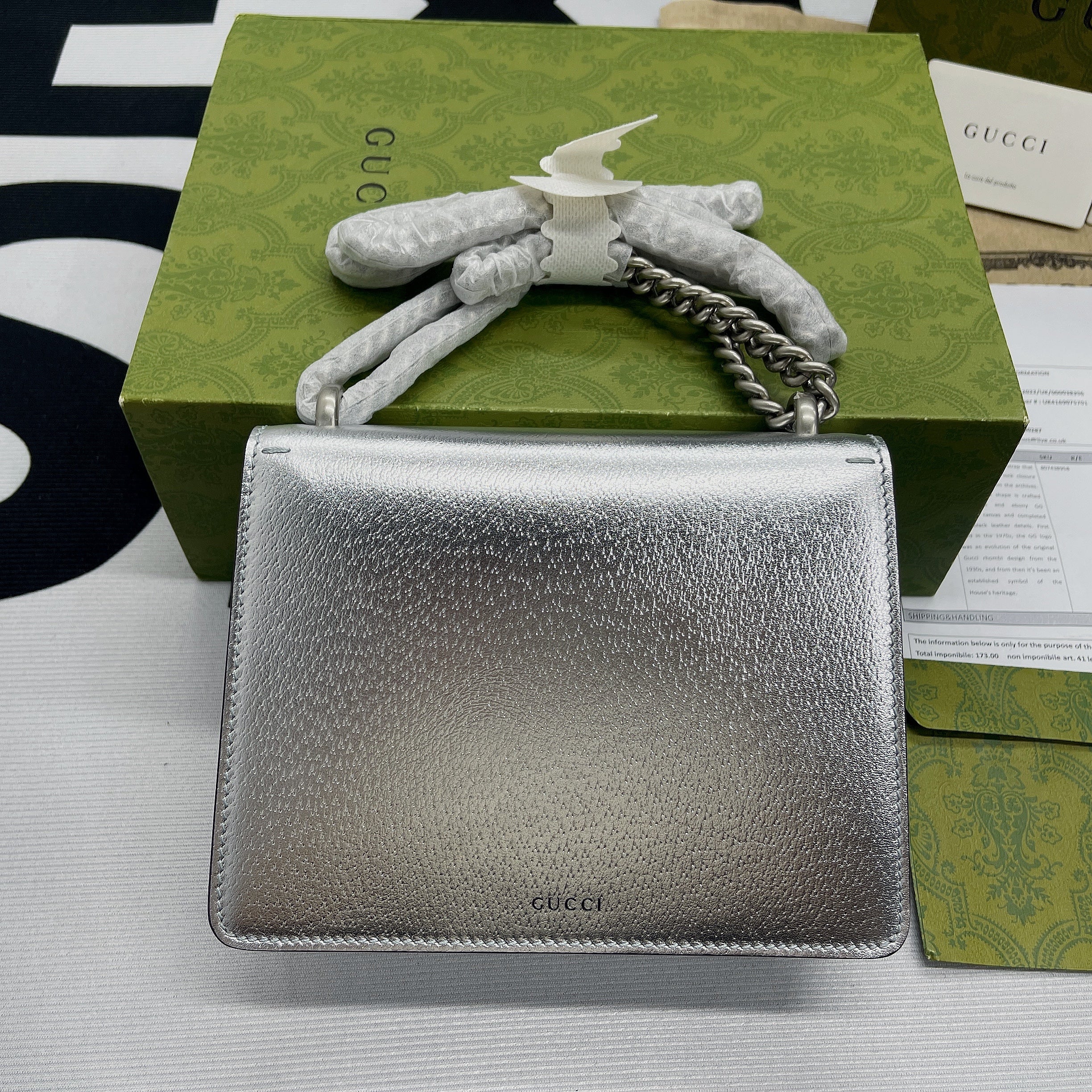 gg Dionysus Super Mini Bag Silver For Women, Women’s Bags 6.5in/17cm gg 476432 1TRBN 8173