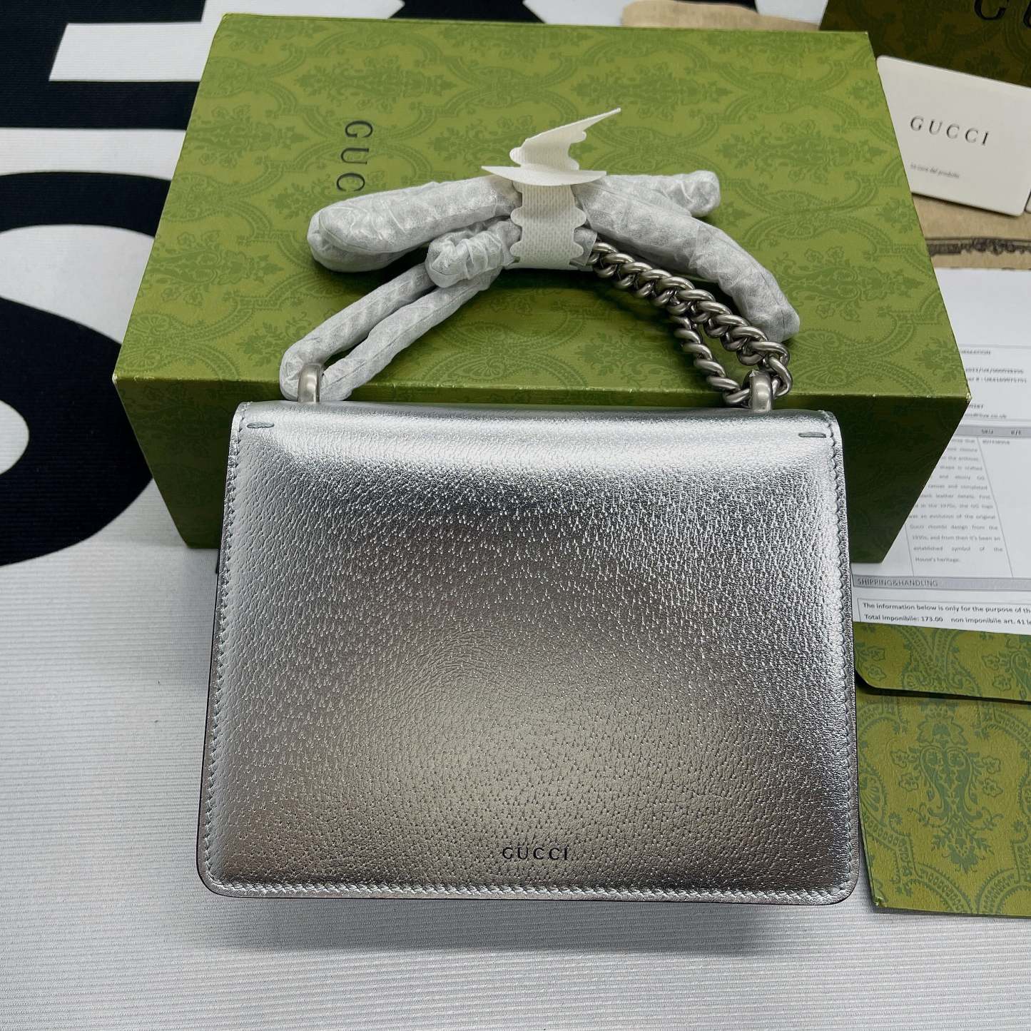 gg Dionysus Super Mini Bag Silver For Women, Women’s Bags 6.5in/17cm gg 476432 1TRBN 8173