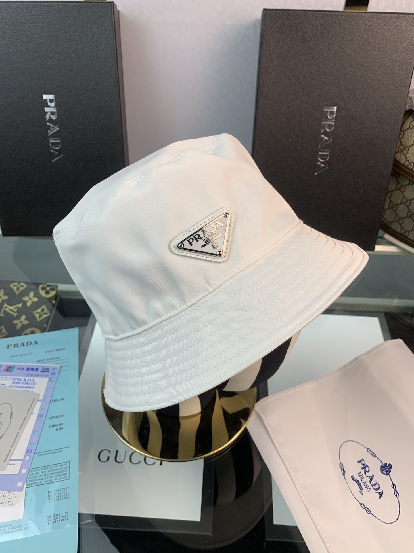 PD RENYLON BUCKET HAT SLIVER WHITE