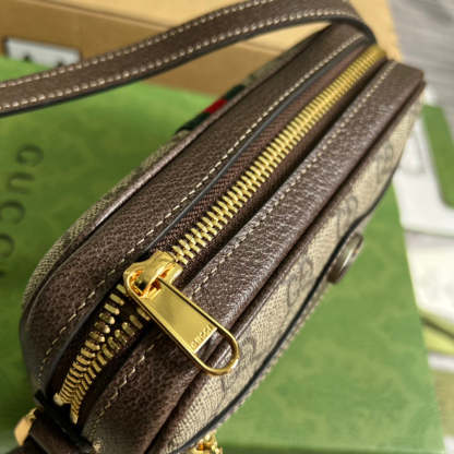 gg Ophidia Mini gg Bag Beige/Ebony gg Supreme Canvas With Brown For Women  7in/17.5cm gg 517350 96IWS 8745