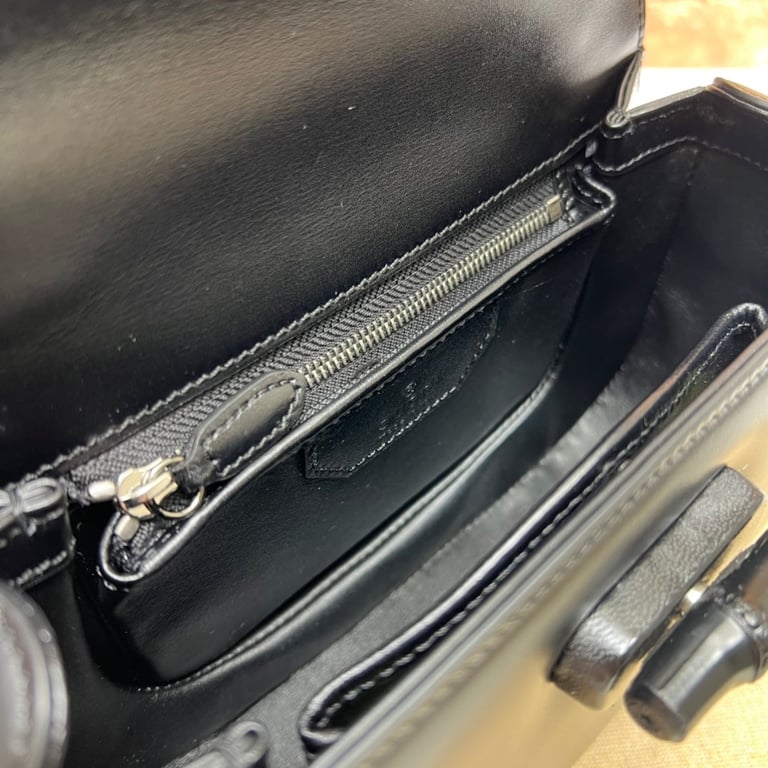 GG BAMBOO 1947 SMALL TOP HANDLE BLACK BAG 21CM