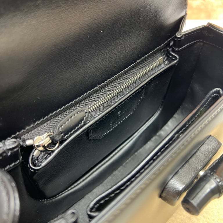 GG BAMBOO 1947 SMALL TOP HANDLE BLACK BAG 21CM