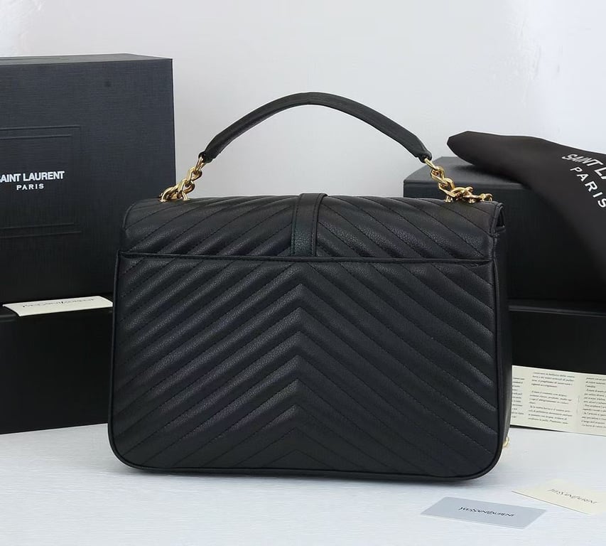 SAINT LAURENT COLLEGE LARGE CHAIN BAG BLACK 32CM