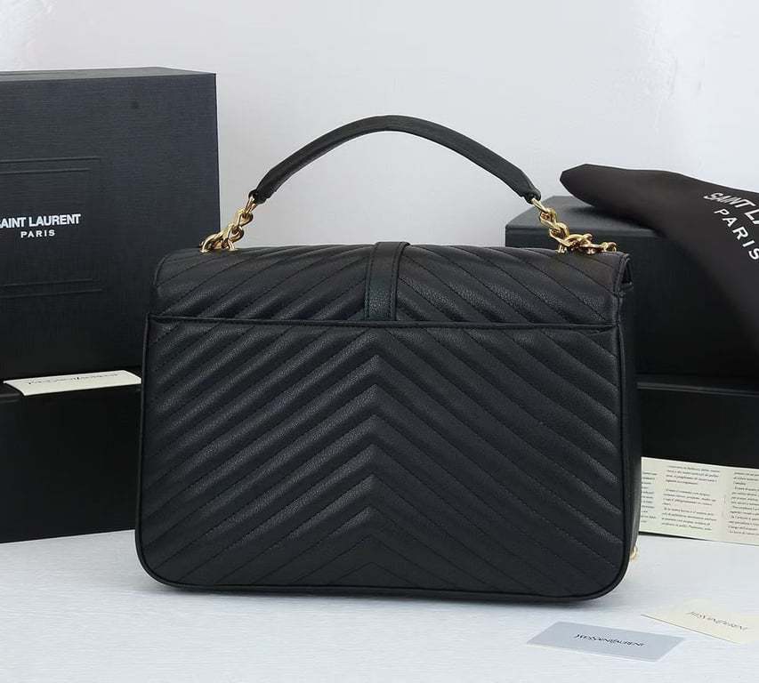 SAINT LAURENT COLLEGE LARGE CHAIN BAG BLACK 32CM