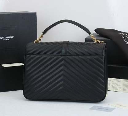 SAINT LAURENT COLLEGE LARGE CHAIN BAG BLACK 32CM