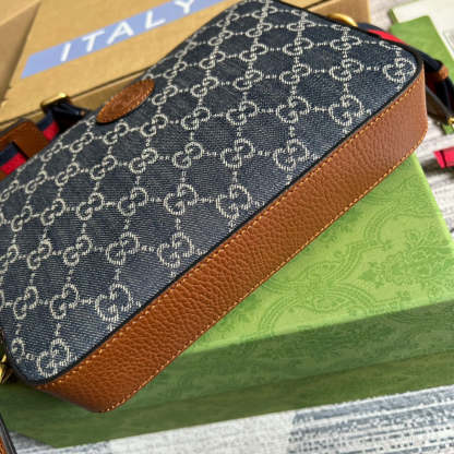 gg Shoulder Bag With Interlocking G Blue And Ivory gg Denim Jacquard For Women  9.6in/24.5cm gg