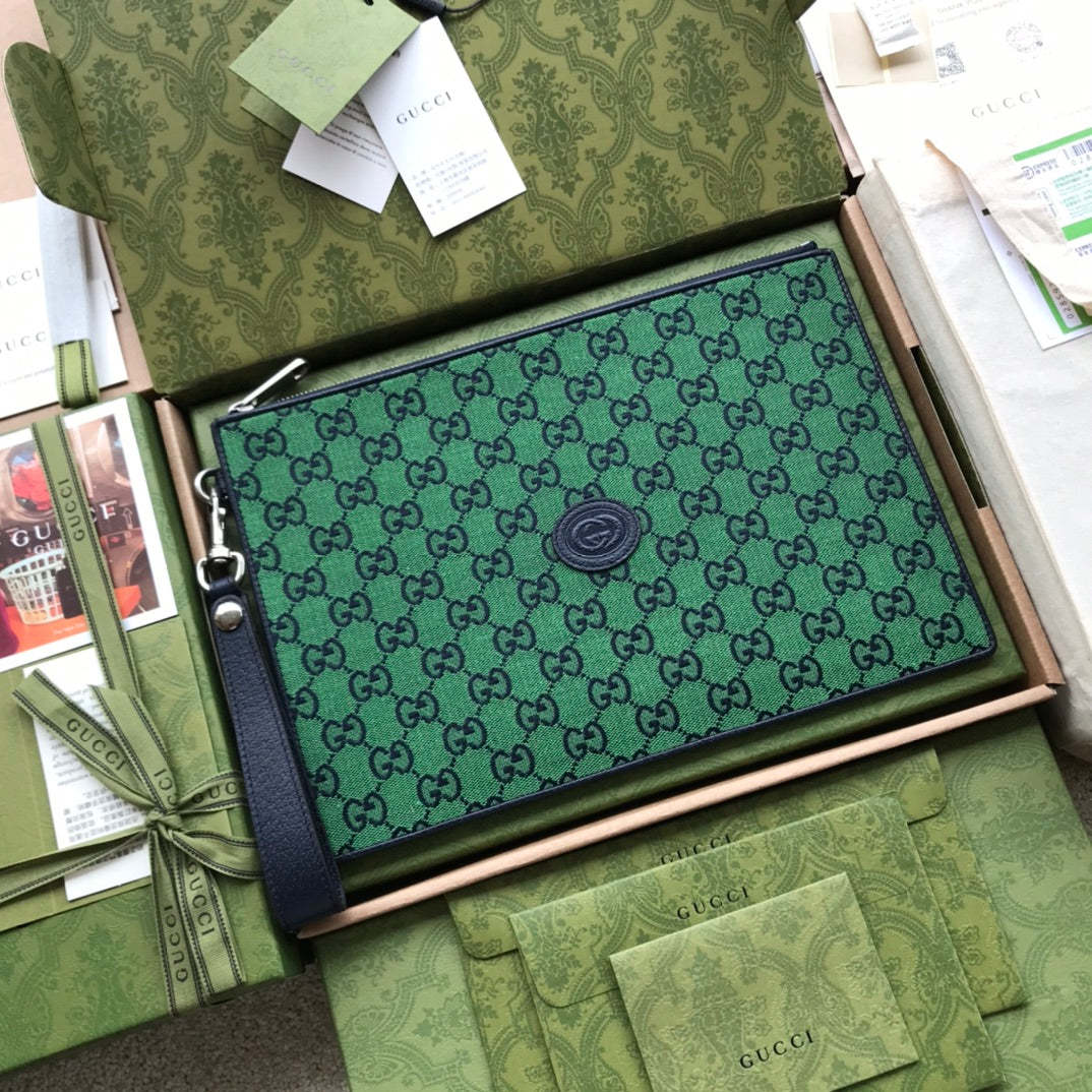 gg Beauty Case With Interlocking G Green And Blue gg Canvas For Women 12in/30cm gg